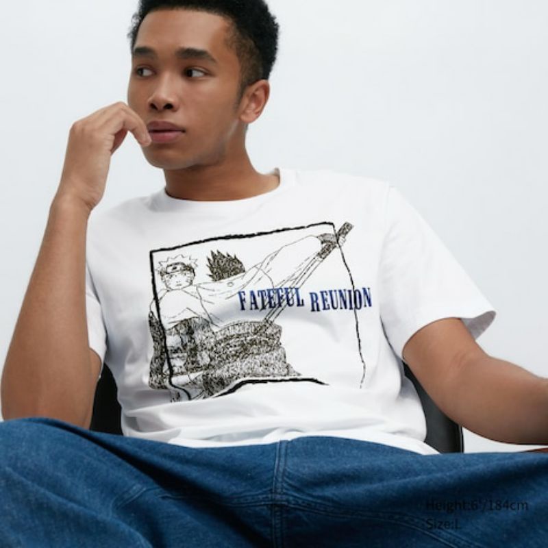 kaos uniqlo naruto sasuke original t shirt ut graphic lengan pendek cowok