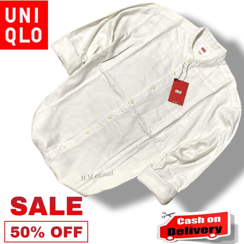 kemeja polos pria lengan panjang UNIQLO//Kemeja polos pria UNIQLO lengan panjang sanghai