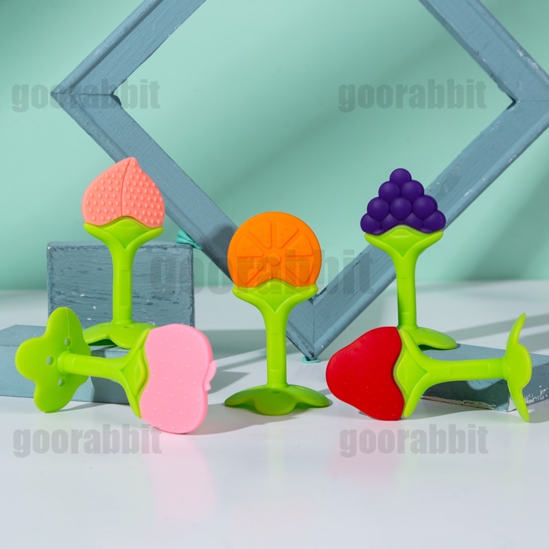 Baby Fruit Teether Gigitan Buah Bahan Silikon Untuk Bayi Baru Lahir Melatih otot gigitan bayi Anda