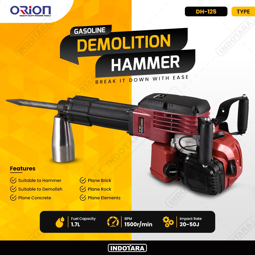 Mesin Jack Hammer Bobok Beton Orion DH-125 Pemecah Beton Bensin Handal