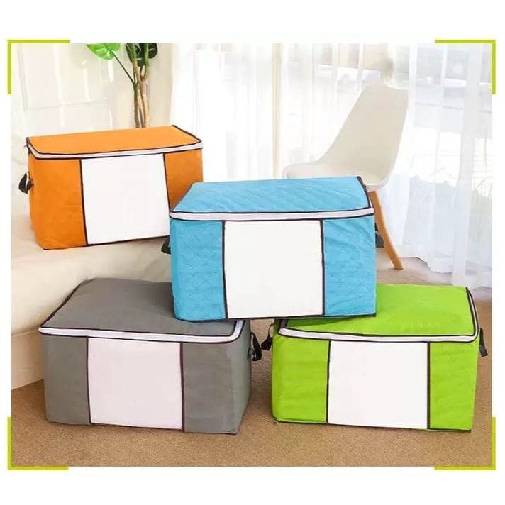 [TOYOU SHOP T05] BAMBOO STORAGE BOX | ORGANIZER BAG | TEMPAT PENYIMPANAN PAKAIAN DAN SELIMUT | TAS PENYIMPANAN | MENDATAR