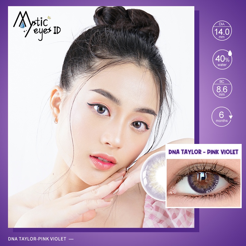 [✅COD] MYSTICEYES SOFTLENS DNA TAYLOR EYES SERI PINK VIOLET 14MM NORMAL