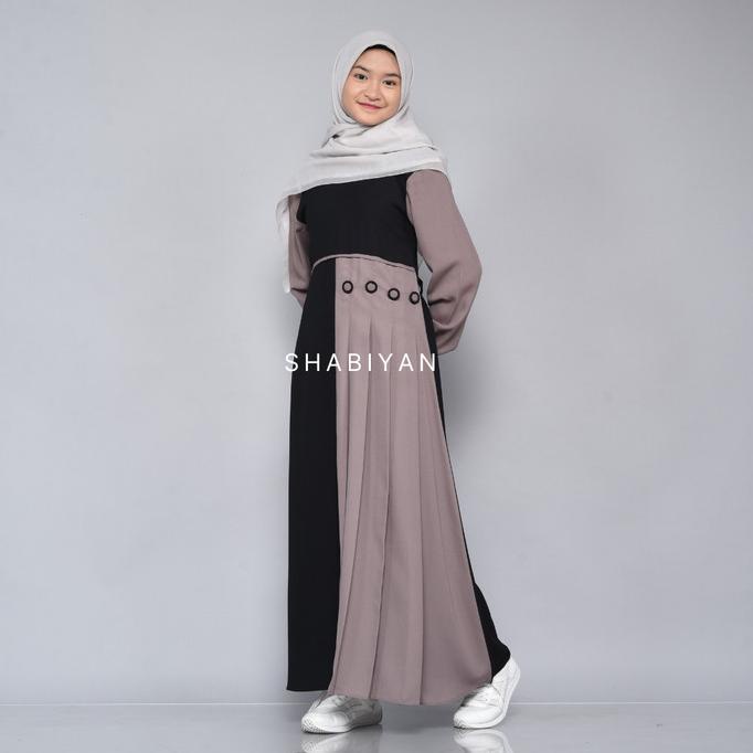 Shabiyan.id 388 Gamis Remaja Moscrepe Polos Kombinasi