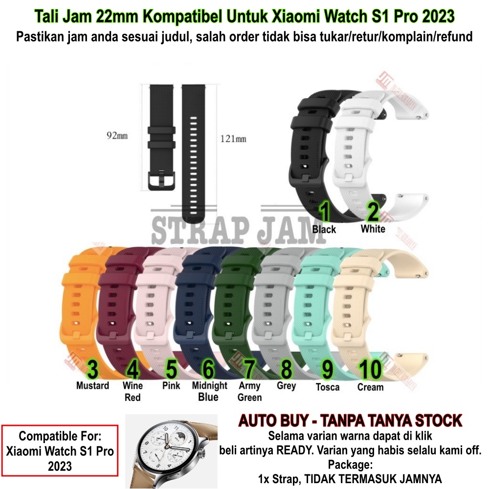 OYE Tali Jam 22mm Strap Smartwatch Xiaomi Watch S1 Pro 2023 - Rubber Silikon