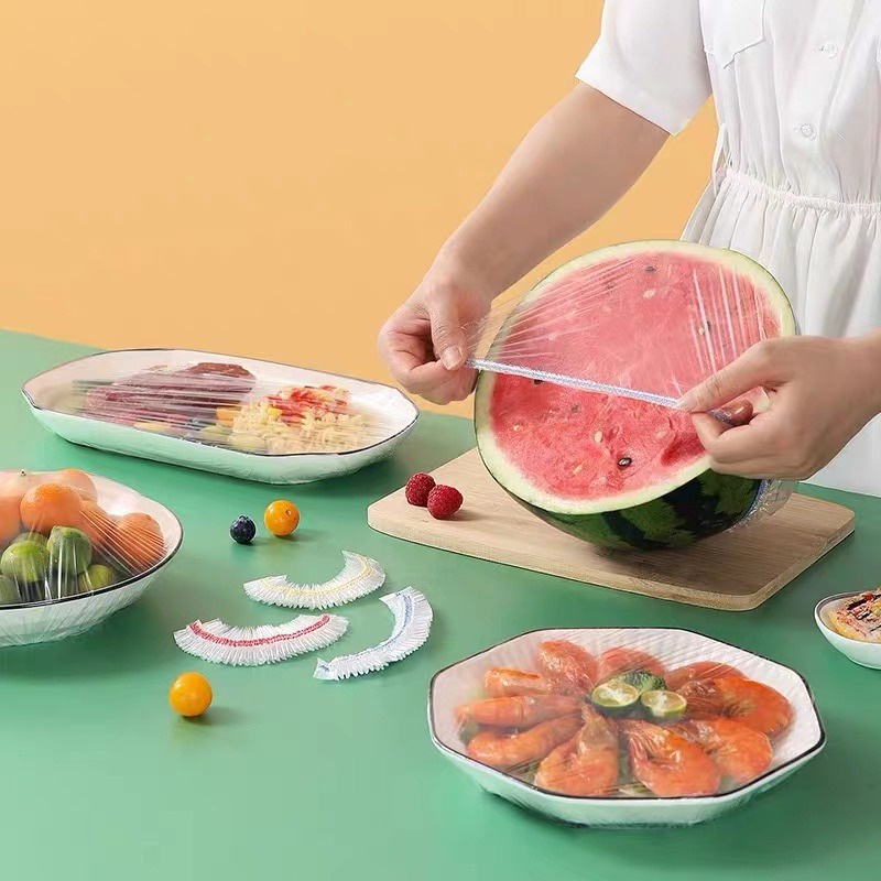 100pcs - GP Plastik Wrapping Pembungkus Makanan Transparan Sekali Pakai / Shower Cup Plastik Penutup Kepala