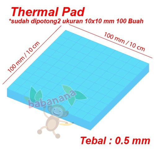 100pcs Thermal pad 10mm x 10mm x 0.5 mm cooler cooling pendingin