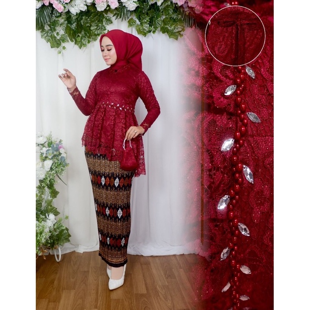 Permata Olshop / Setelan Kebaya Tunik Miring Nayla NK / Kebaya Wisuda / Kebaya Modern / Kebaya Busui / Kebaya Payet / Kebaya Remaja / Kebaya Pesta Kondangan / Kebaya Brukat