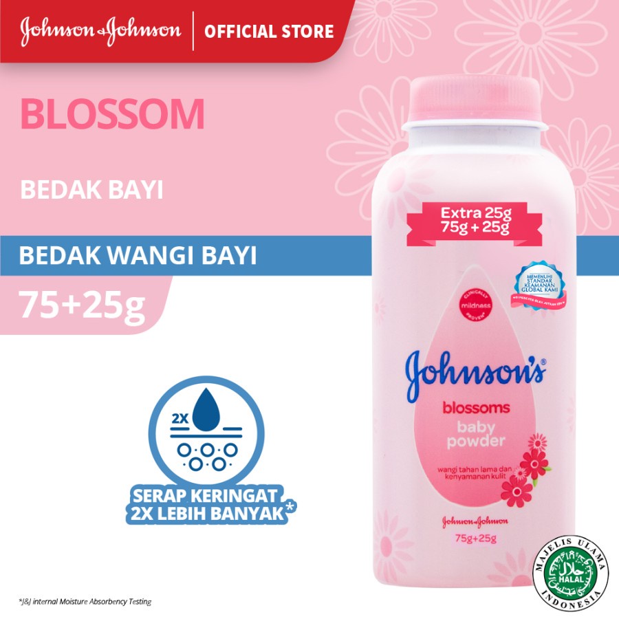 Johnson's Bedak Bedtime Extra Fill 75g+25g / Milk+rice 75g+25g/ Blossoms Pink 75g+25g /ActiveFresh