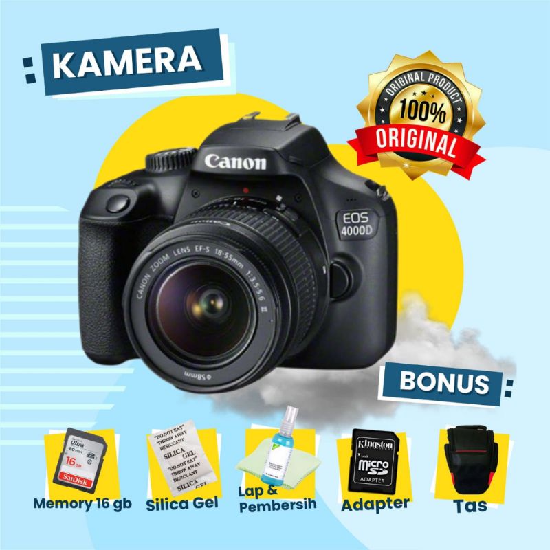 Canon 4000D Kit Second Bekas Murah WiFi Camera Kamera DSLRSangat Cocok Bagi Pemula Siap Pakai