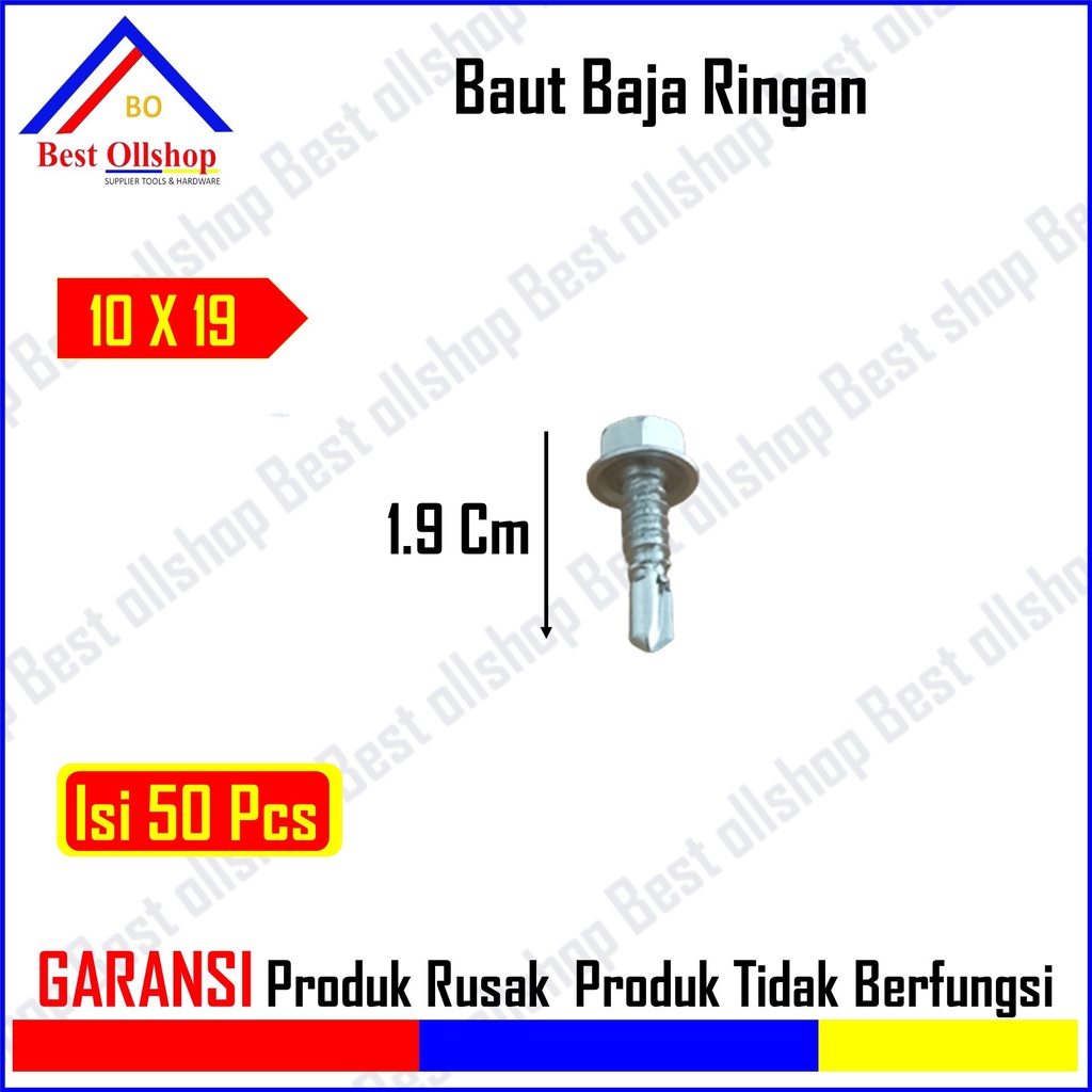 Baut Baja Ringan Roofing Ukuran 10X16 &amp; 10X19 / Sekrup Baja Ringan / Sekrup Roofing 10X16 &amp; 10X19 Murah