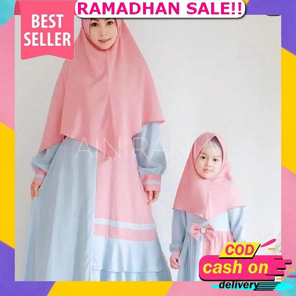 Promo Produk Terlaris Mikayla Sarimbit Set Gamis Couple Pasangan Ibu Dan Anak Perempuan Plus Hijab T