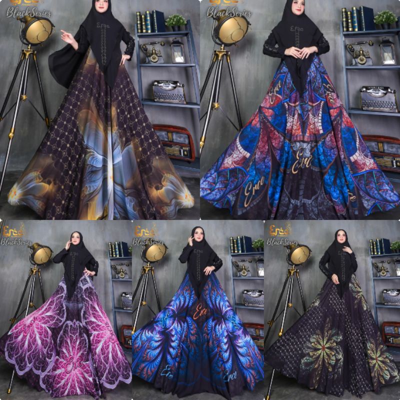 gamis set black series syari erce