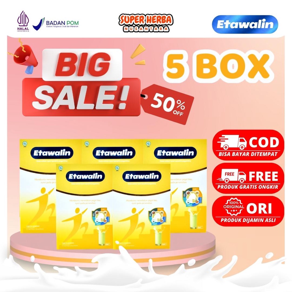 

[BIG SALE 5 BOX] | Etawalin | Susu Kambing Etawa Ampuh Mengatasi Masalah Tulang dan Sendi dan Asam Urat Serta Memperlancar ASI