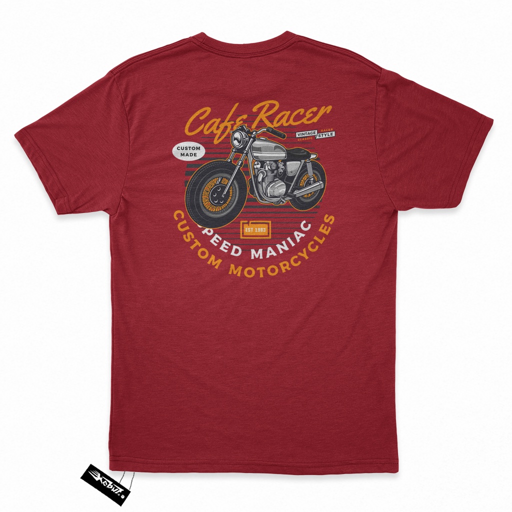 KAOS MOTOR Cafe Racer Custom Motorcycles - BACK - Kain Katun Tshirt / baju distro Keren gambar desai