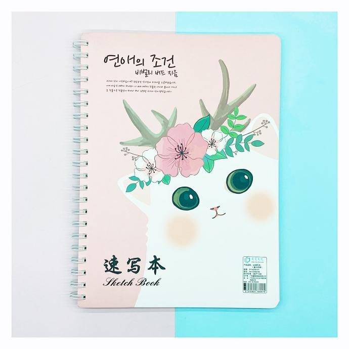 

sketchbook a4 spiral fairy cat pink
