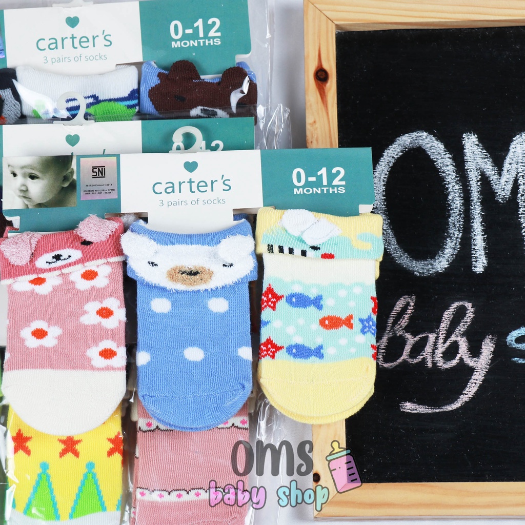 [ TERMURAH ] Kaos Kaki Bayi Carter dapat 3 pasang / Carters 3 in 1 socks (model lipat) BISA PILIH MODEL