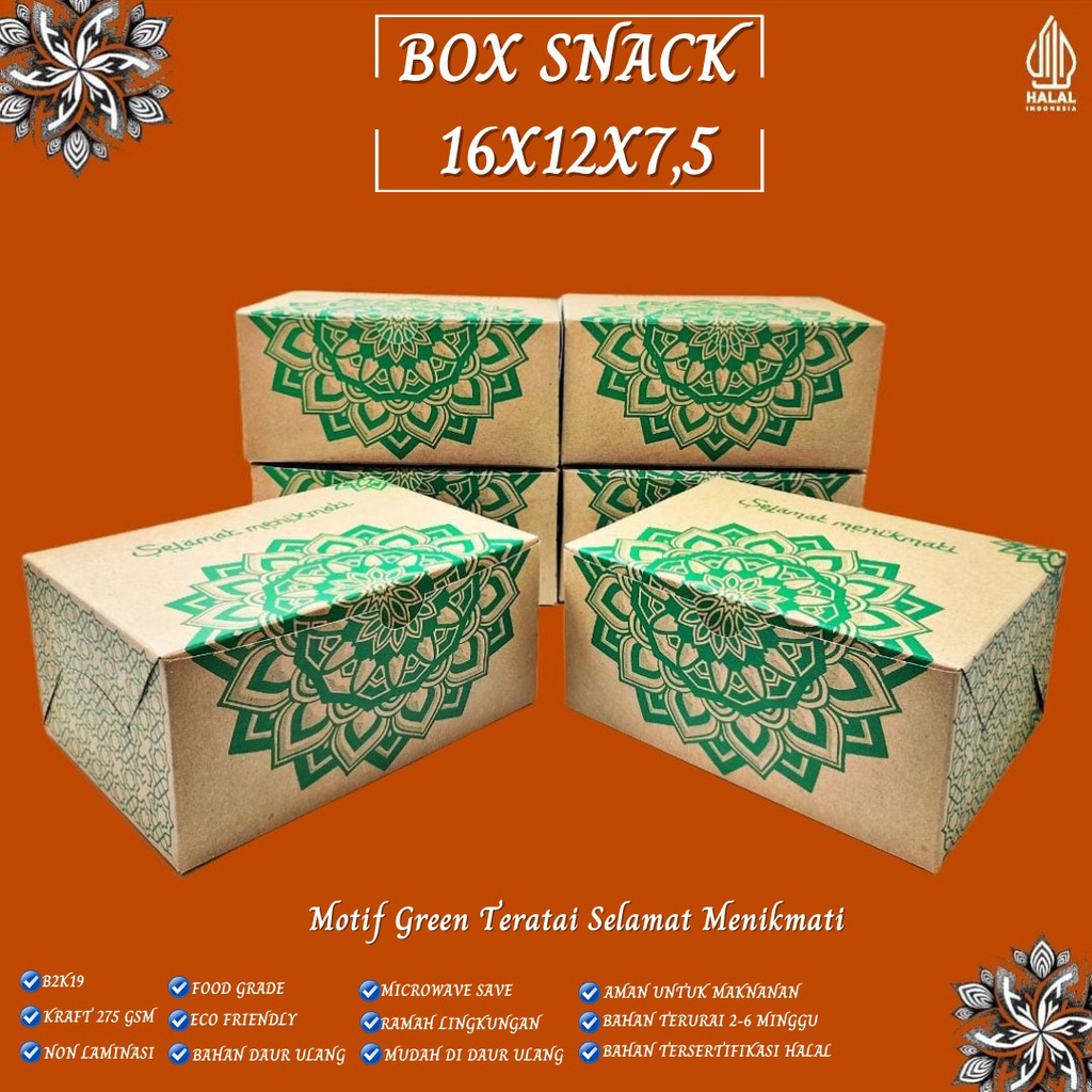 Snack Box 16x12 Dus Snack Motif Teratai (B2K19-16X12X7.5 Cm)