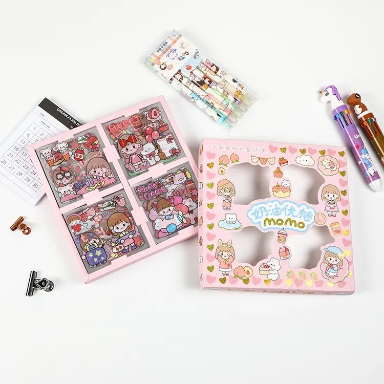 

lkjj PAKET USAHA ISI 400 LEMBAR / 4 BOX STIKER MOMO MIX WARNA