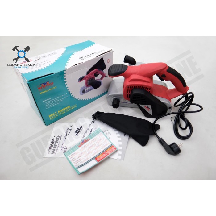 Mesin Amplas Belt Sander Listrik W4763 WIPRO / Electric Belt Sander Sabuk Mesin Amplas Tank Kayu Triplek W 4763 WIPRO