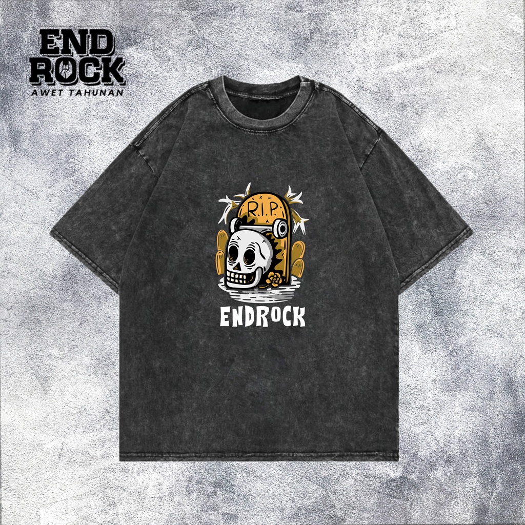 Kaos Oversize Wash Original Endrock Tema Grave Skull DTF0037