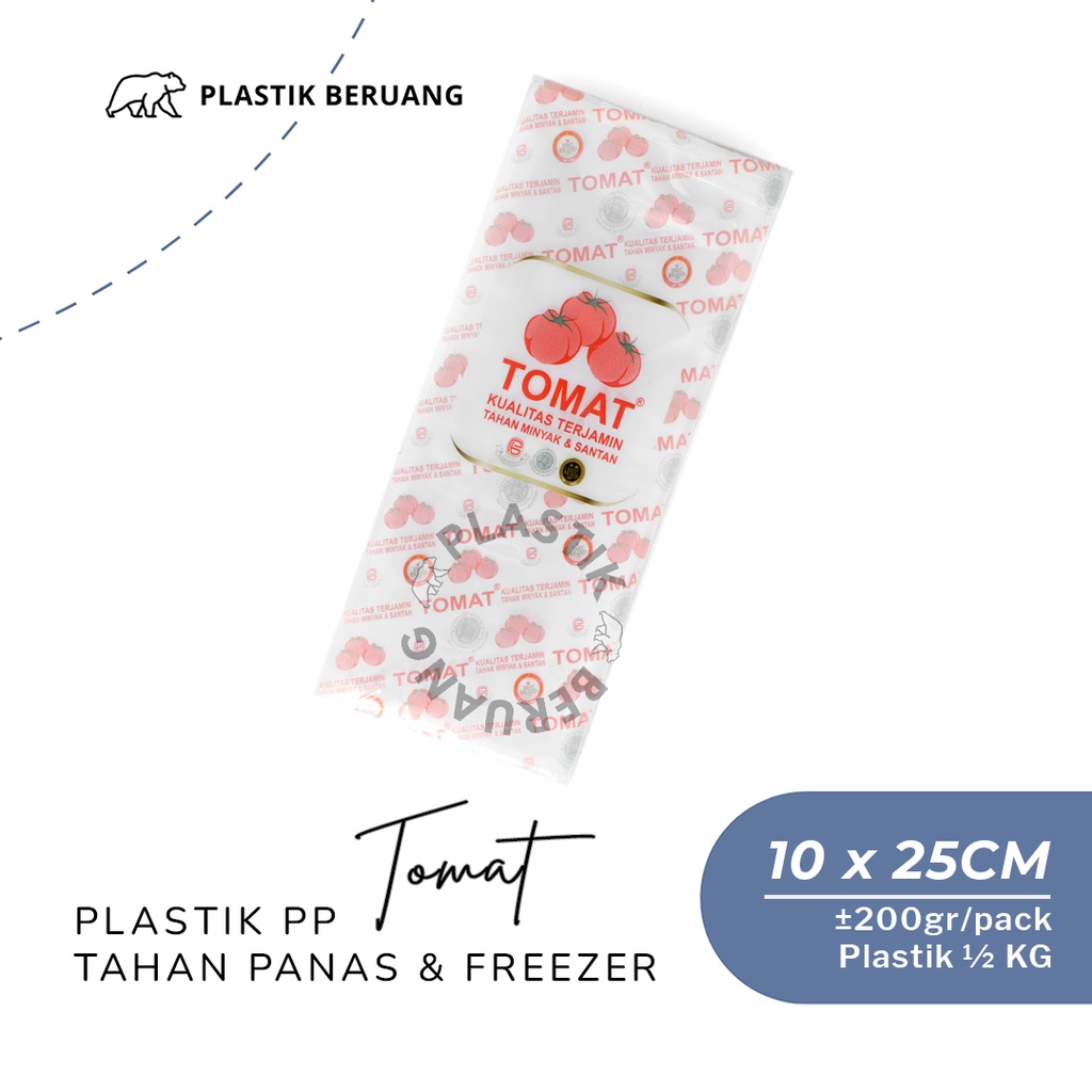 Plastik PE Tomat 10 x 25 Isi 200gr Plastik Es 1/4Kg Minuman Es Teh Pop Ice Plastik Minyak Sayur Gula