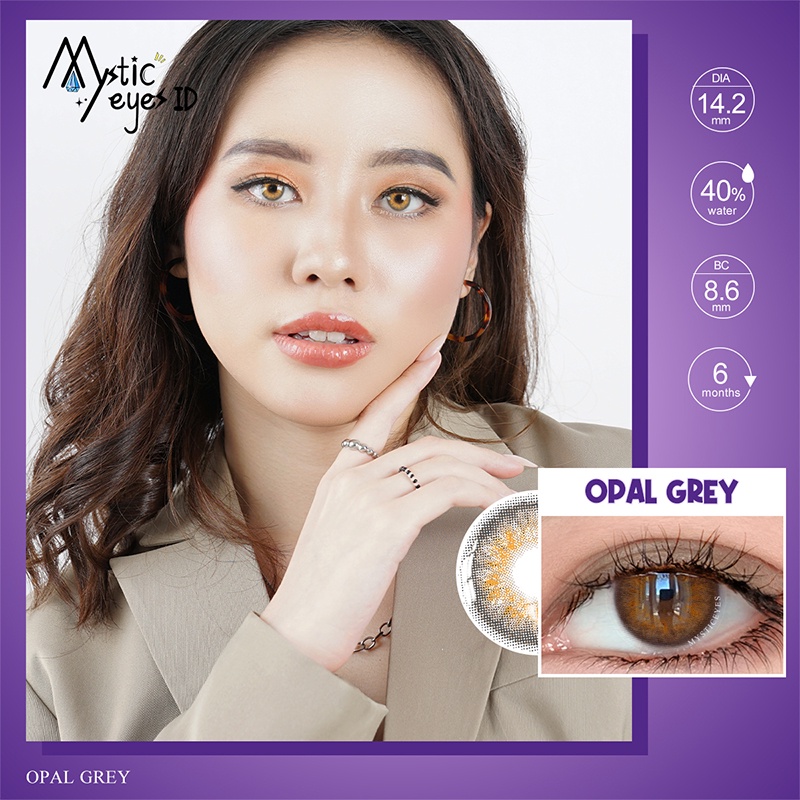 [✅COD] MYSTICEYES SOFTLENS MYSTERIOUS OPAL SERI BROWN GREY Lensa Kontak 14MM (NORMAL)