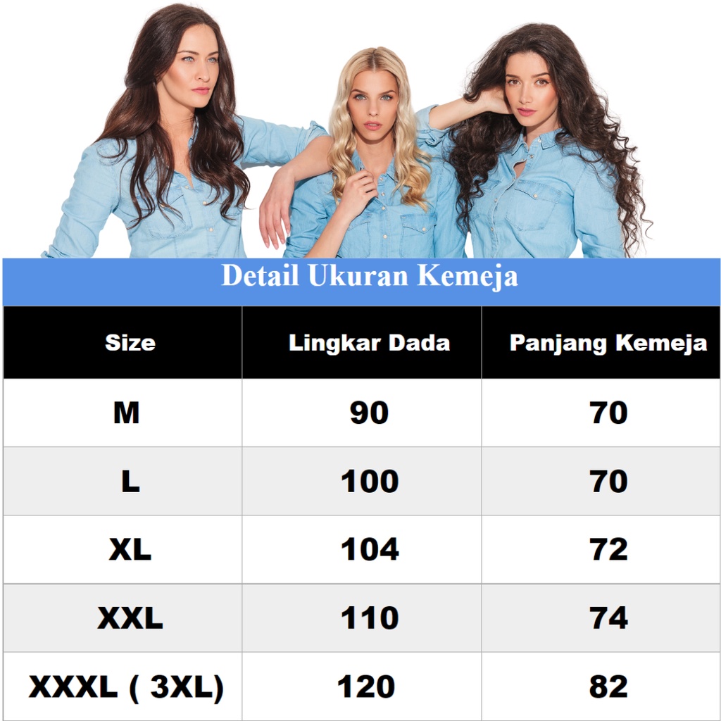 Kemeja Wanita Jeans Bahan Denim Lengan Panjang Biru Muda &amp; Biru Tua Kasual Distro Jean Pakaian Atasan Distro Blus Cewek Dewasa Jeanz M L XL XXL 3XL Jumbo OOTD Kekinian 2021 Mix Import Women Shirt Levis Tomiko