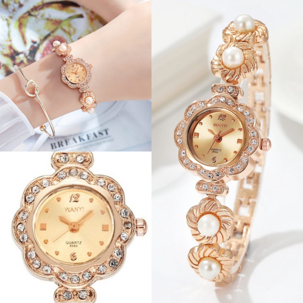 JAM TANGAN WANITA PESTA BRANDED IMPORT KOREA ORIGINAL RANTAI GOLD EMAS STAINLESS DIAMETER KECIL KOTAK CEWEK MURAH MEWAH ELEGANT FASHION KEKINIAN LIVETA JAM123G1