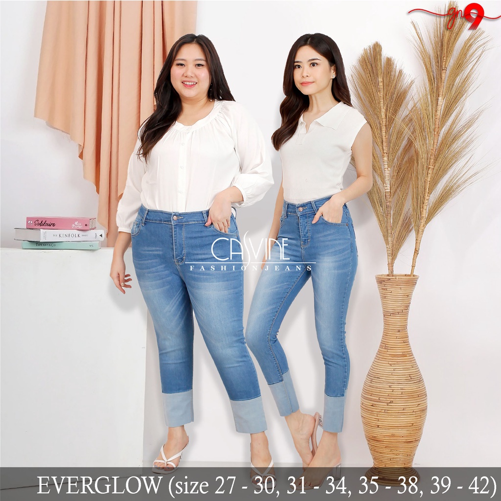 CASVINEJEANS || Celana Jeans Wanita Cewek Everglow Evermore Super Bigsize Jumbo Mom Jeans Stretch Nami like BKK bangkok