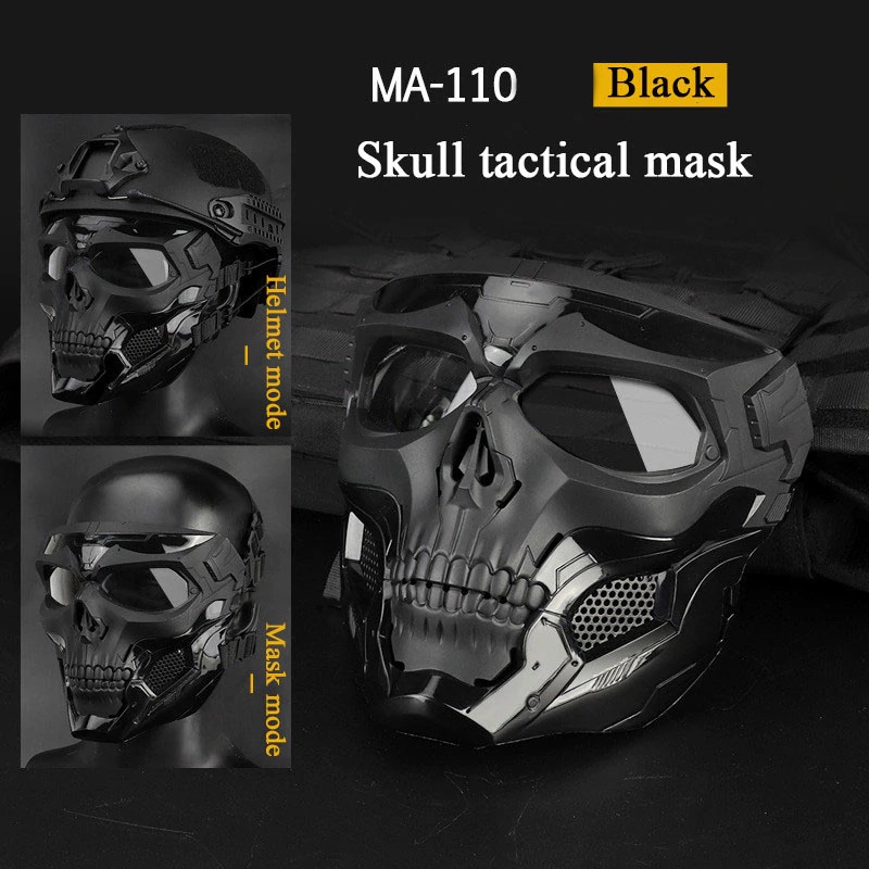 Masker Motor Topeng Full Face Skull - MA-110 - Black