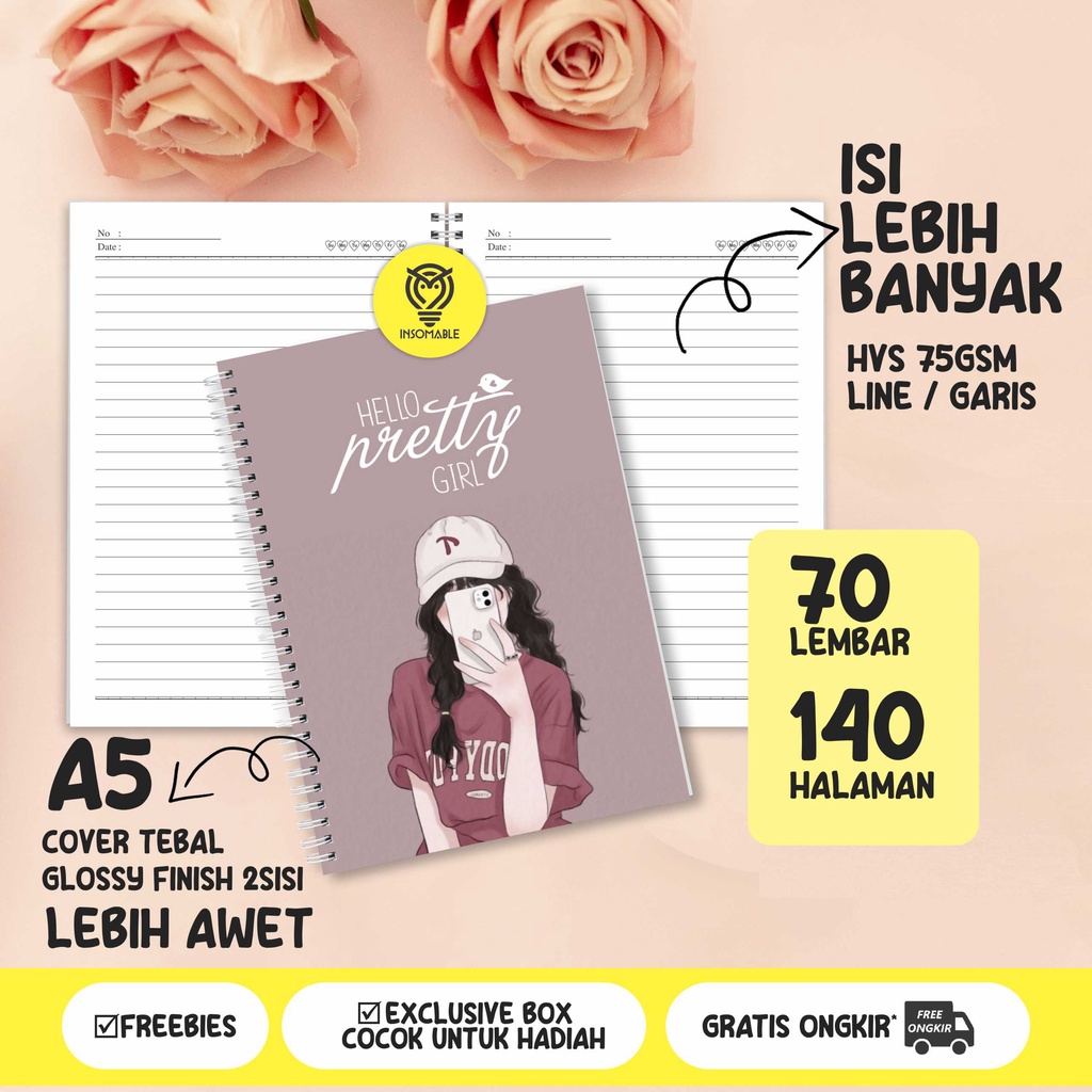 

Notebook A5 Buku Tulis Spiral 140 Motif Pretty Girl Garis Buku Catatan Diary Planner Insomable