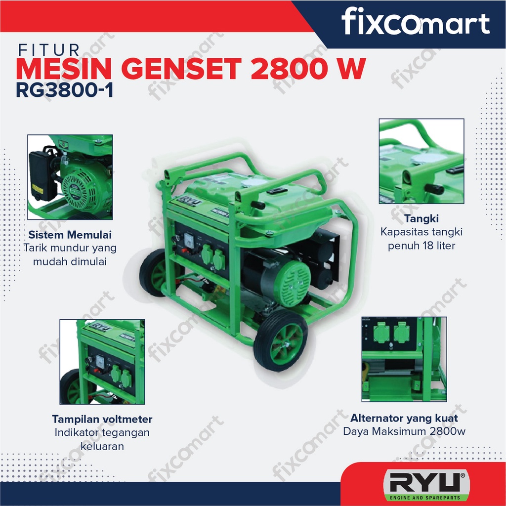 Ryu Generator Rg 3800-1 / Ryu Mesin Genset 2800 W