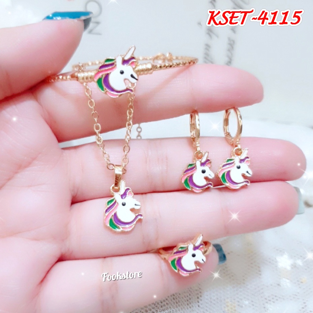 SET KALUNG ANAK MOTIF UNICORN ISI 4 ITEM/KSET-4115