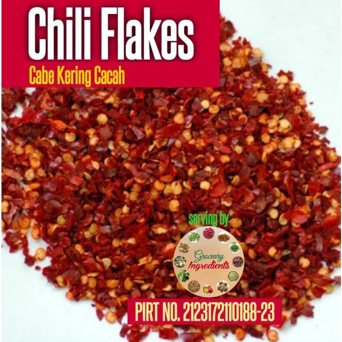 

[Ready Stock]Terjangkau Chili Flakes Grade A 1kg/ Chili Crushed / Cabe Cacah Kasar 1kg