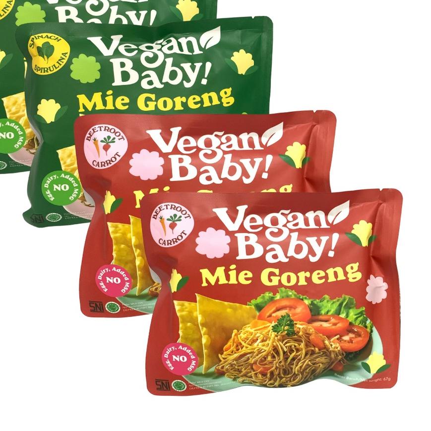 

♣ Vegan Baby mie goreng mix bayam spirulina dan wortel bit 4pcs ✮