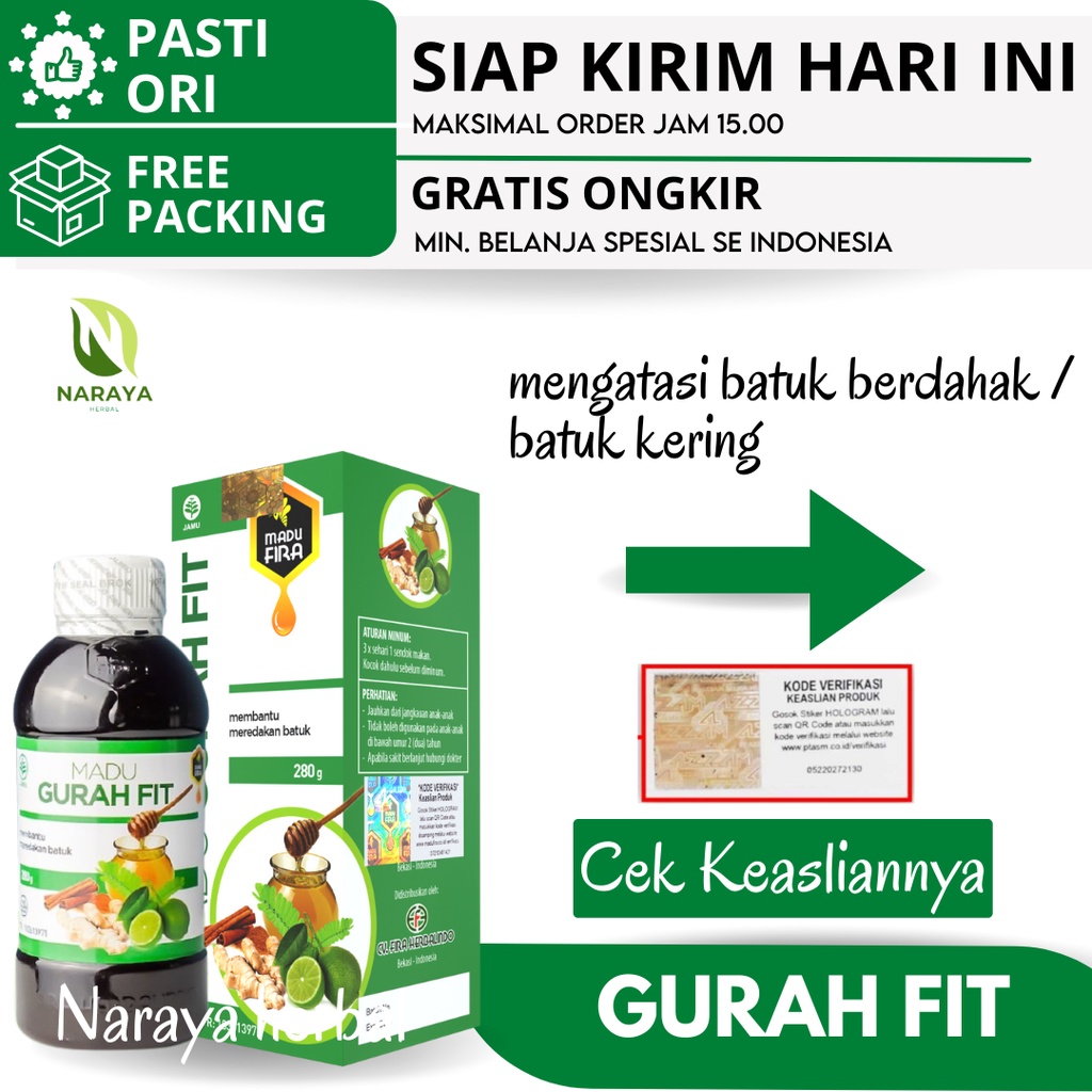 Madu GURAH FIT Original 280gram - Gurahfit Herbal Solusi Batuk Berdahak Kering Anak Dewasa BPOM