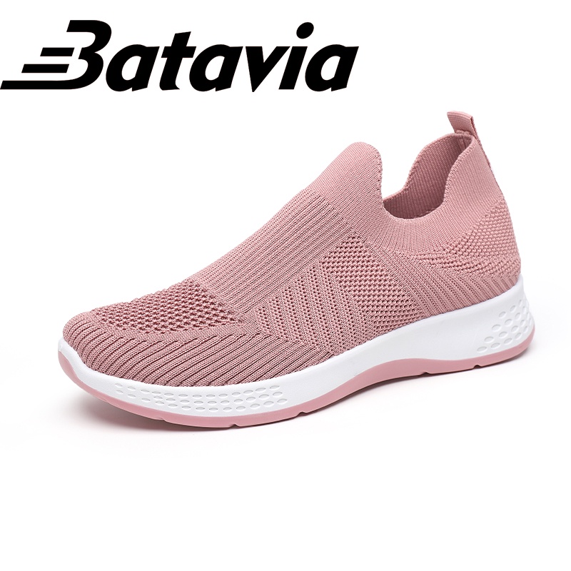 Batavia 2023 impor sepatu wanita Sepatu slipon rajut dewasa santai perempuan empuk anti-aus anti-licin terbaru D3