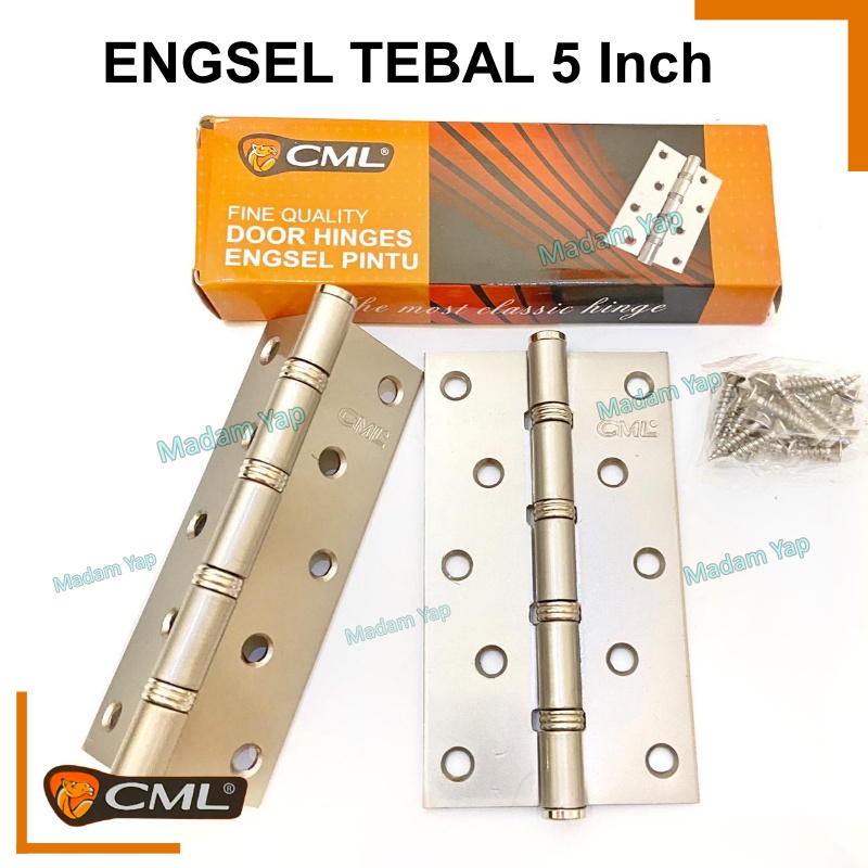 Engsel Tebal Stainles 5&quot; Inch Bagus / Pintu Jendela Silver Stenlis