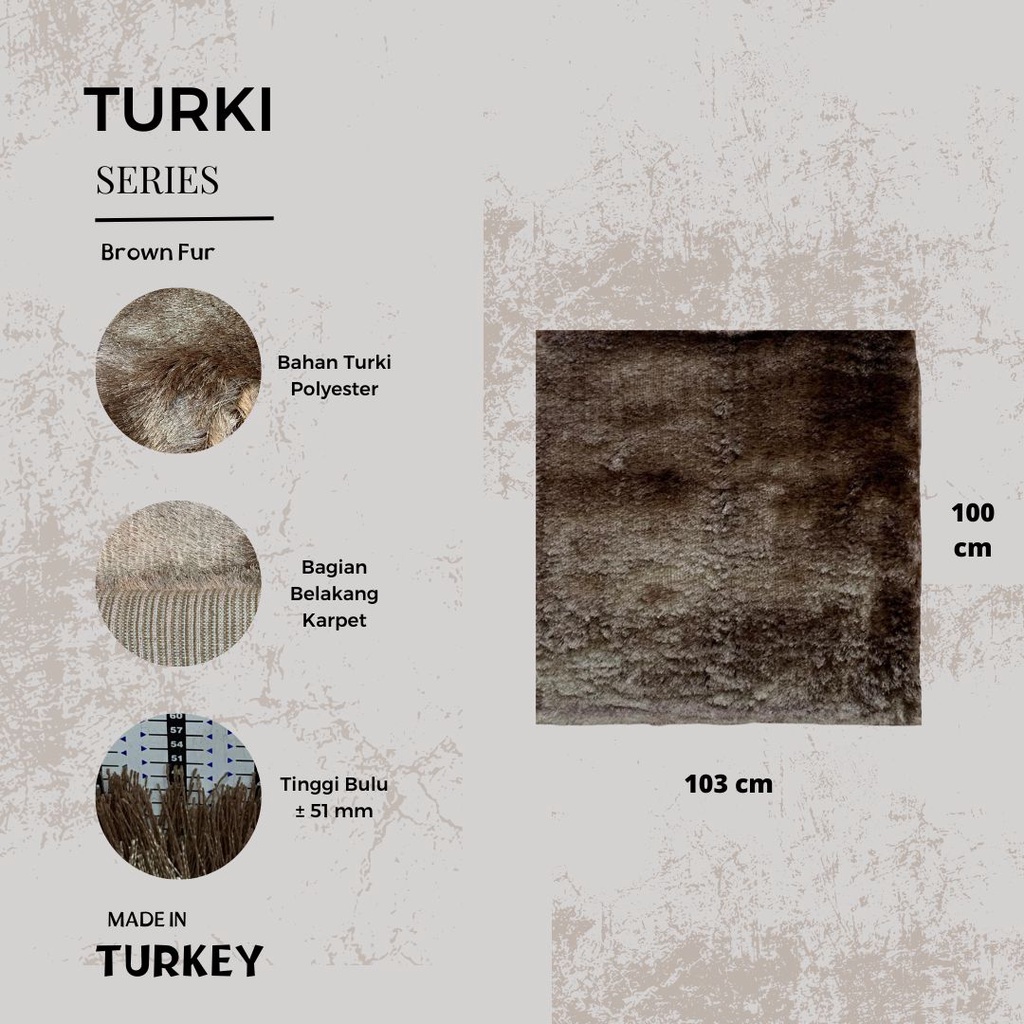 Karpet Turki Import Permadani 103x100 Brown Fur  Karpet Import Turki