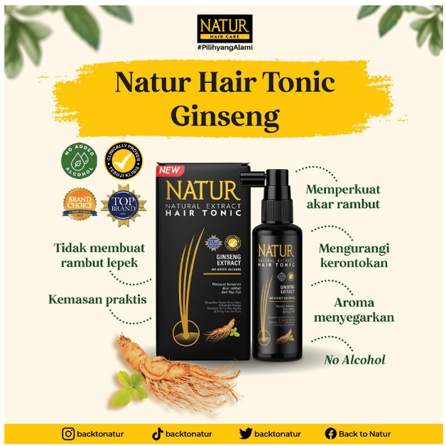 NATUR Natural Extract Hair Tonic 90 ml - Tonik Rambut Rontok