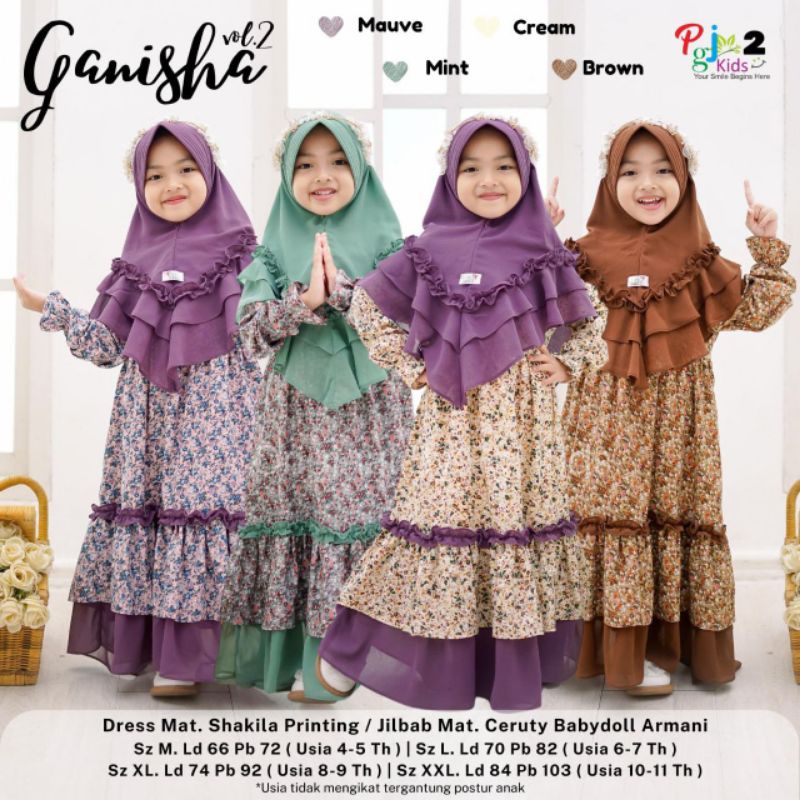 GANISHA SYARI vol.2 free jilbab ORI PGJ KIDS | Dress+jilbab Anak
