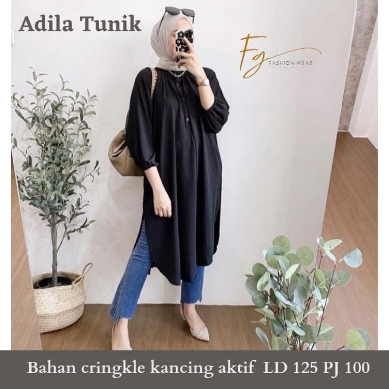 tunik cringkle / crinkle tunik / tunik putih / tunik hitam