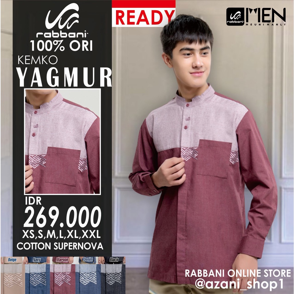 RABBANI KOKO KEMKO PRIA YAGMUR ORI - Kemeja Koko Rabani Asli Lengan Panjang Baju Koko Muslim Terlari