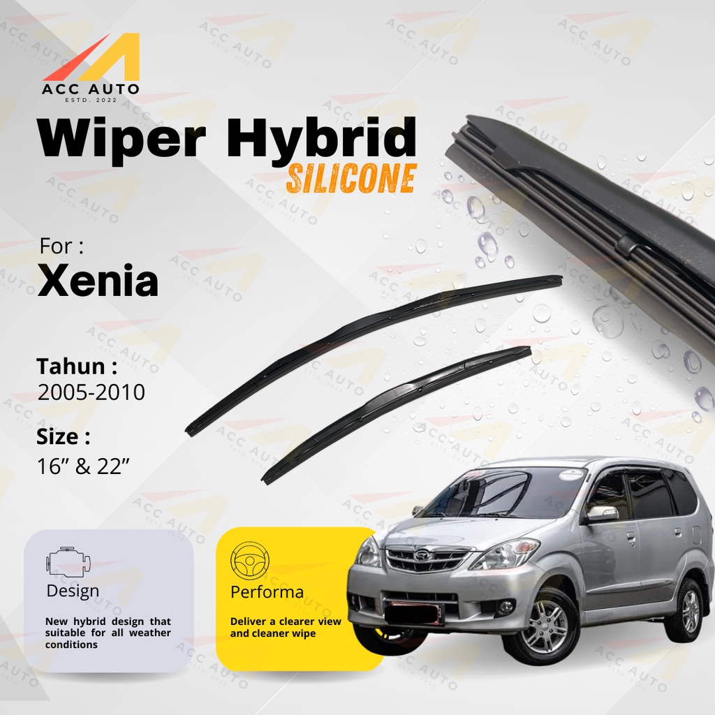 Wiper Frameless Mobil Daihatsu Xenia Karet Kaca Silicon Hybrid / Kipas Kaca Model OEM