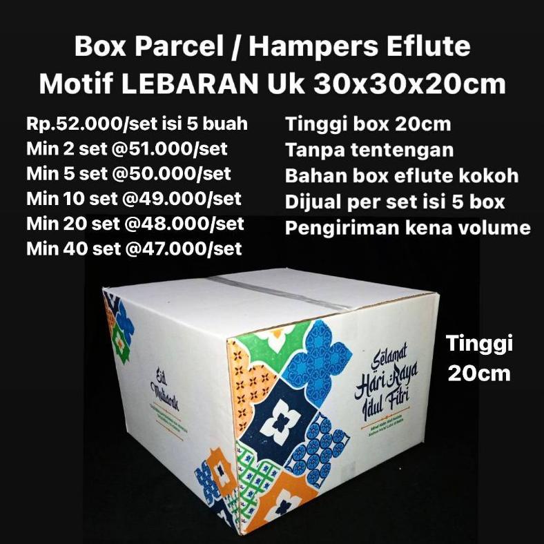 

BOX PARCEL / HAMPERS MOTIF LEBARAN UK 30X30X20CM DIJUAL PER 5 BUAH .