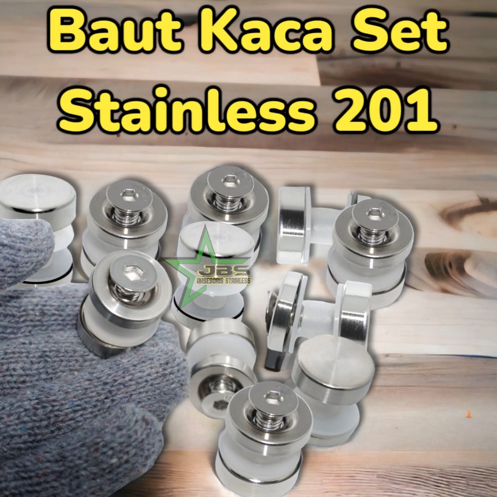 BAUT KACA SET STAINLESS STEEL SUS 201