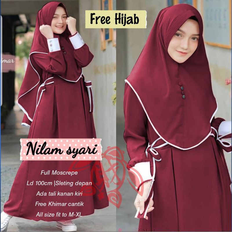 NILAM - DRESS BAJU GAMIS ANAK REMAJA WANITA DEWASA TANGGUNG FREE HIJAB KEKINIAN BEST SELLER FASHION 