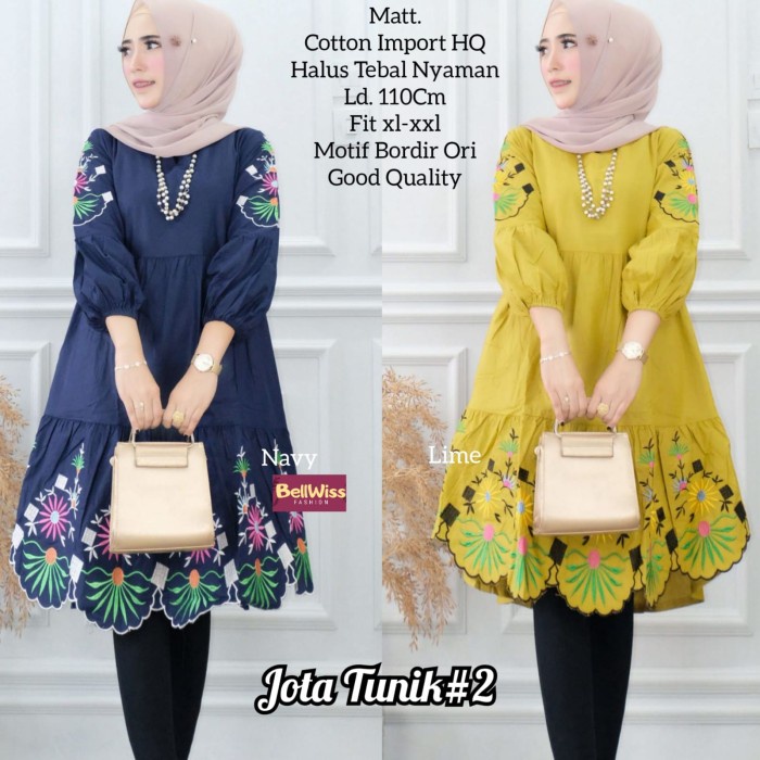 Tunik Lebaran JOTA TUNIK KATUN BORDIR ORI REALPICT MUSLIM ATASAN WANITA MODIS TRENDI Ramadhan Gratis