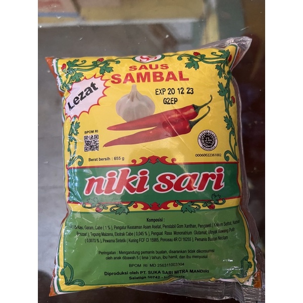 SAOS SAMBAL NIKI SARI/SAOS BANTAL/SAUS BANTAL 655gr