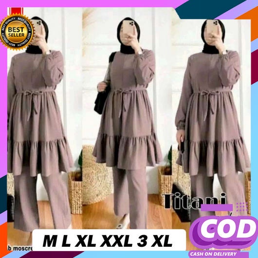 Baju Muslim Oneset Wanita Terbaru 2023 Setelan Idul Fitri One Set Syari Muslimah Celana Panjang Pere